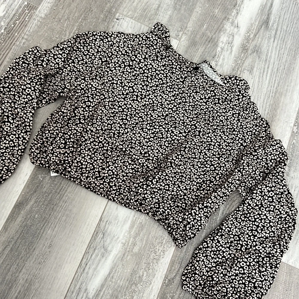 Zara Printed Ruffled Blouse